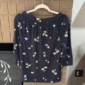 J. Jill Navy Floral Blouse
